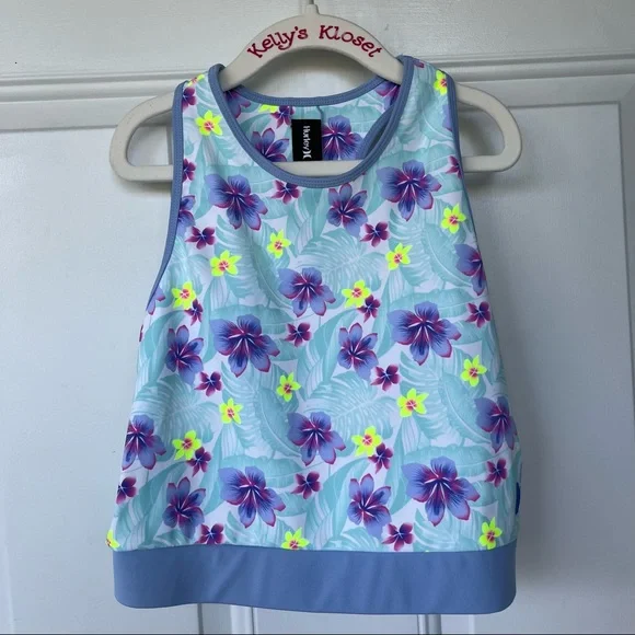 •Hurley• Girl’s Cropped Floral Tank Top - Size Large (12-13 Years) - Picture 1 of 7